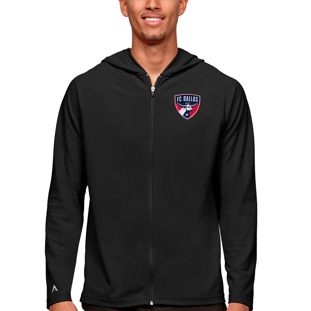 Men's Antigua Black FC Dallas Primary Team Logo Legacy Full-Zip Hoodie