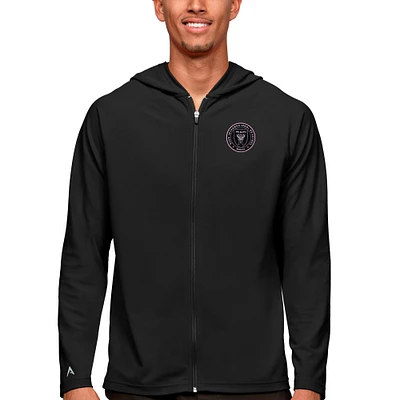 Men's Antigua Black Inter Miami CF Primary Team Logo Legacy Full-Zip Hoodie