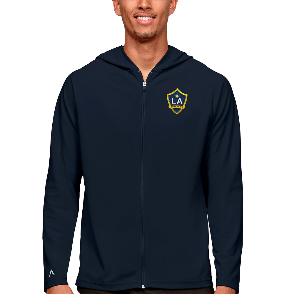 Men's Antigua Navy LA Galaxy Primary Team Logo Legacy Full-Zip Hoodie
