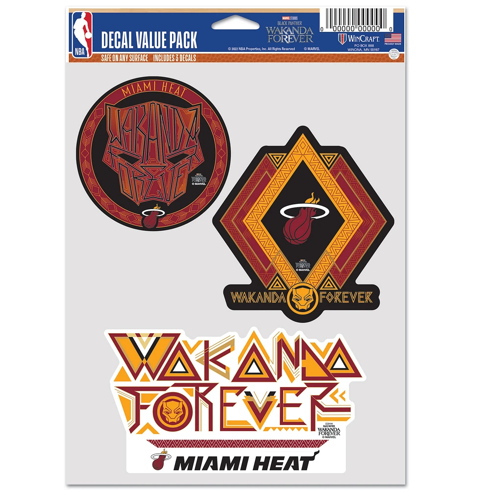 WinCraft Miami Heat Three-Pack Black Panther 2 Fan Decal Set