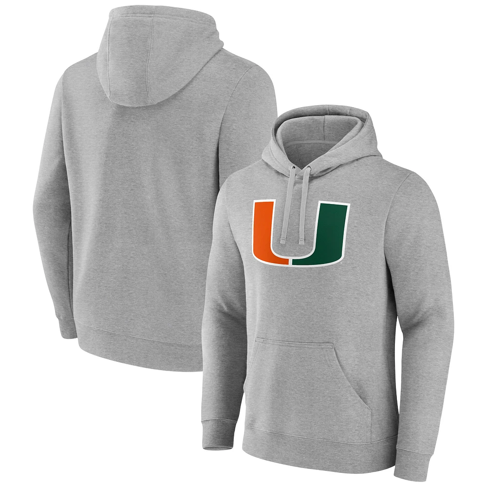 Men's Gray Miami Hurricanes Team Logo Pullover Hoodie