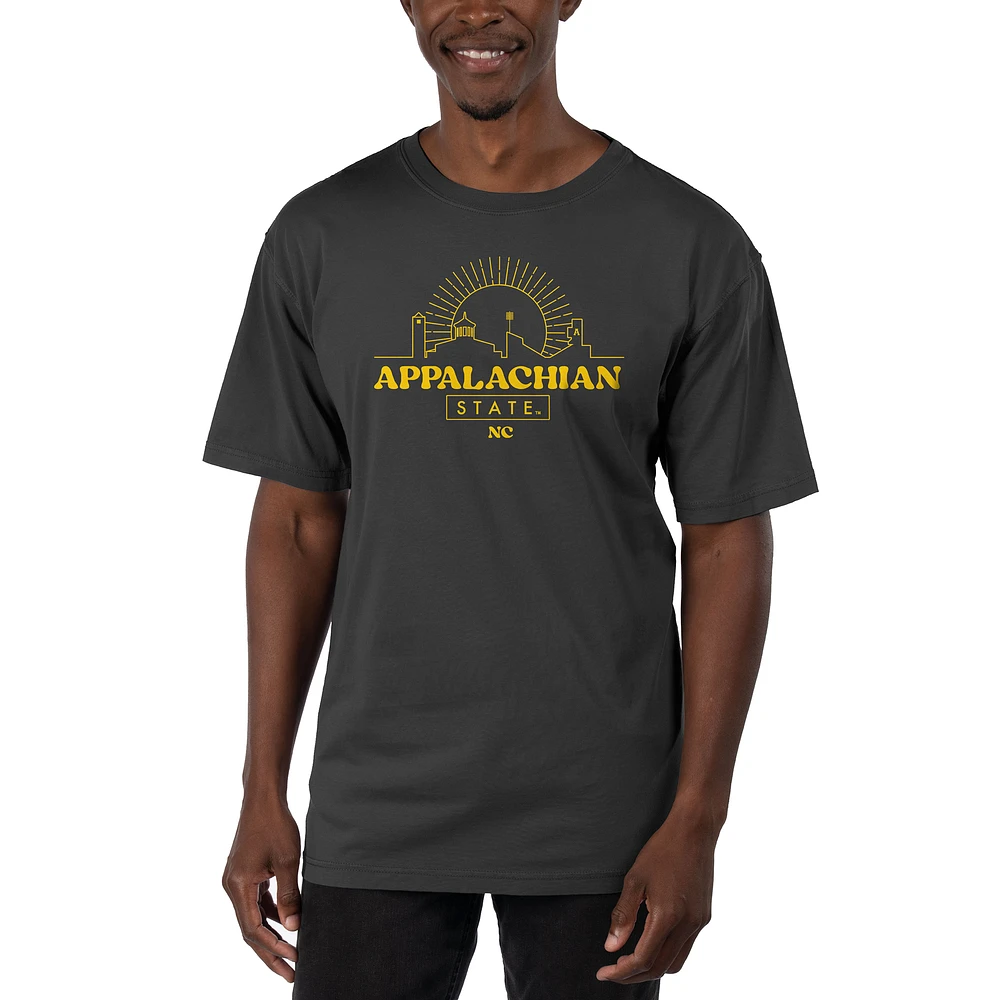 Men's Uscape Apparel Black Appalachian State Mountaineers Garment Dyed T-Shirt