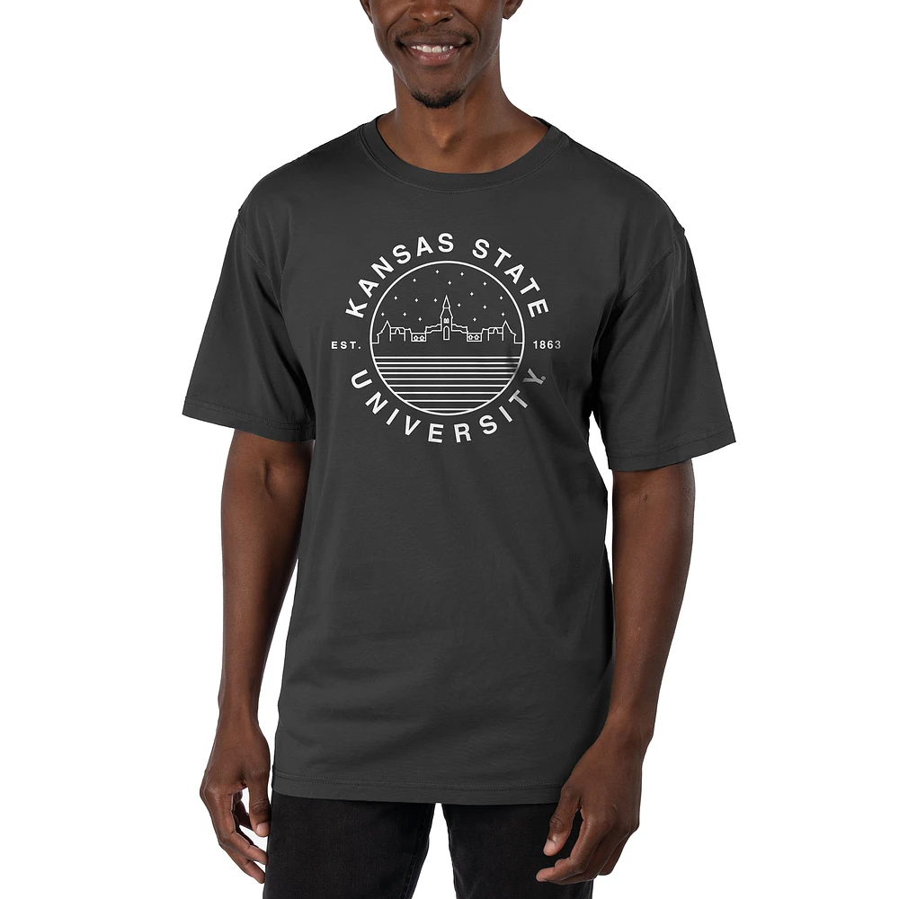 Men's Uscape Apparel Black Kansas State Wildcats Garment Dyed T-Shirt