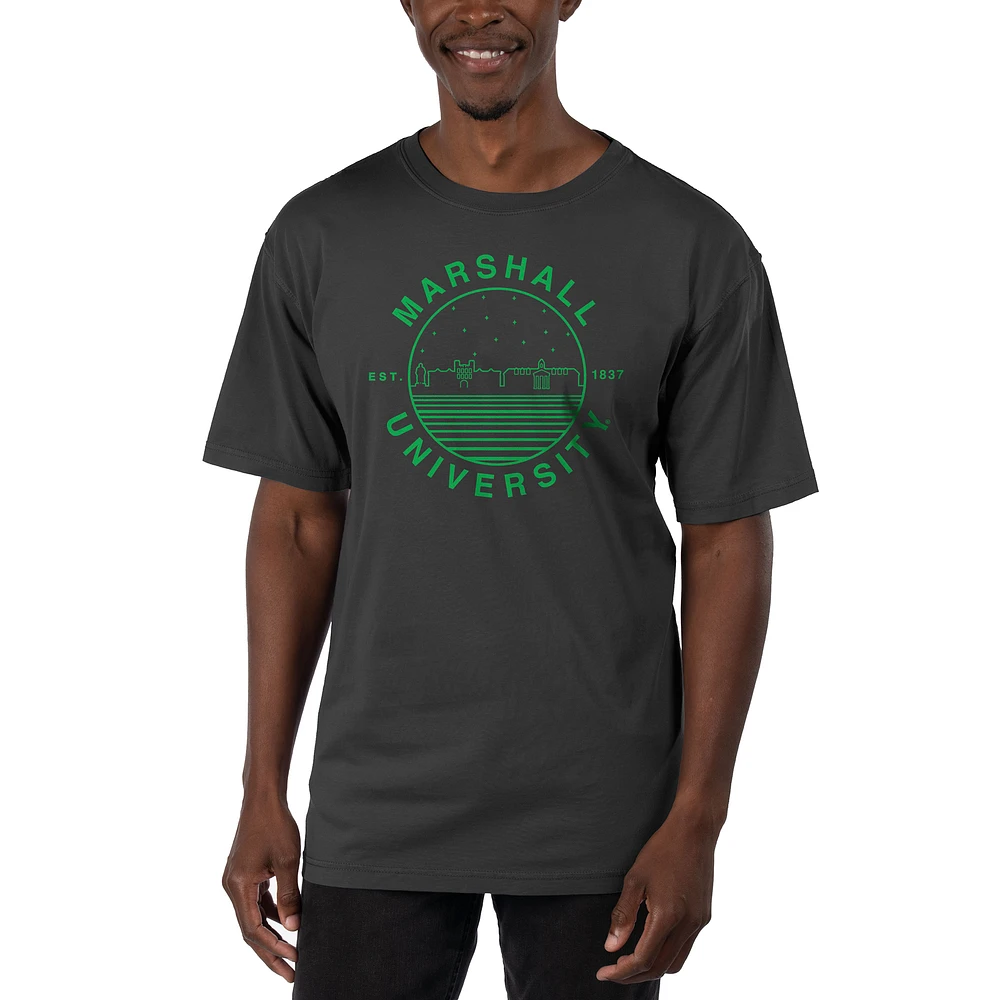Men's Uscape Apparel Black Marshall Thundering Herd Garment Dyed T-Shirt