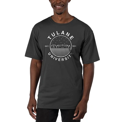 Men's Uscape Apparel Black Tulane Green Wave Garment Dyed T-Shirt