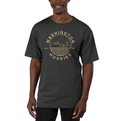 Men's Uscape Apparel Black Washington Huskies Garment Dyed T-Shirt