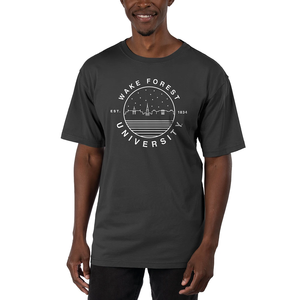 Men's Uscape Apparel Black Wake Forest Demon Deacons Garment Dyed T-Shirt