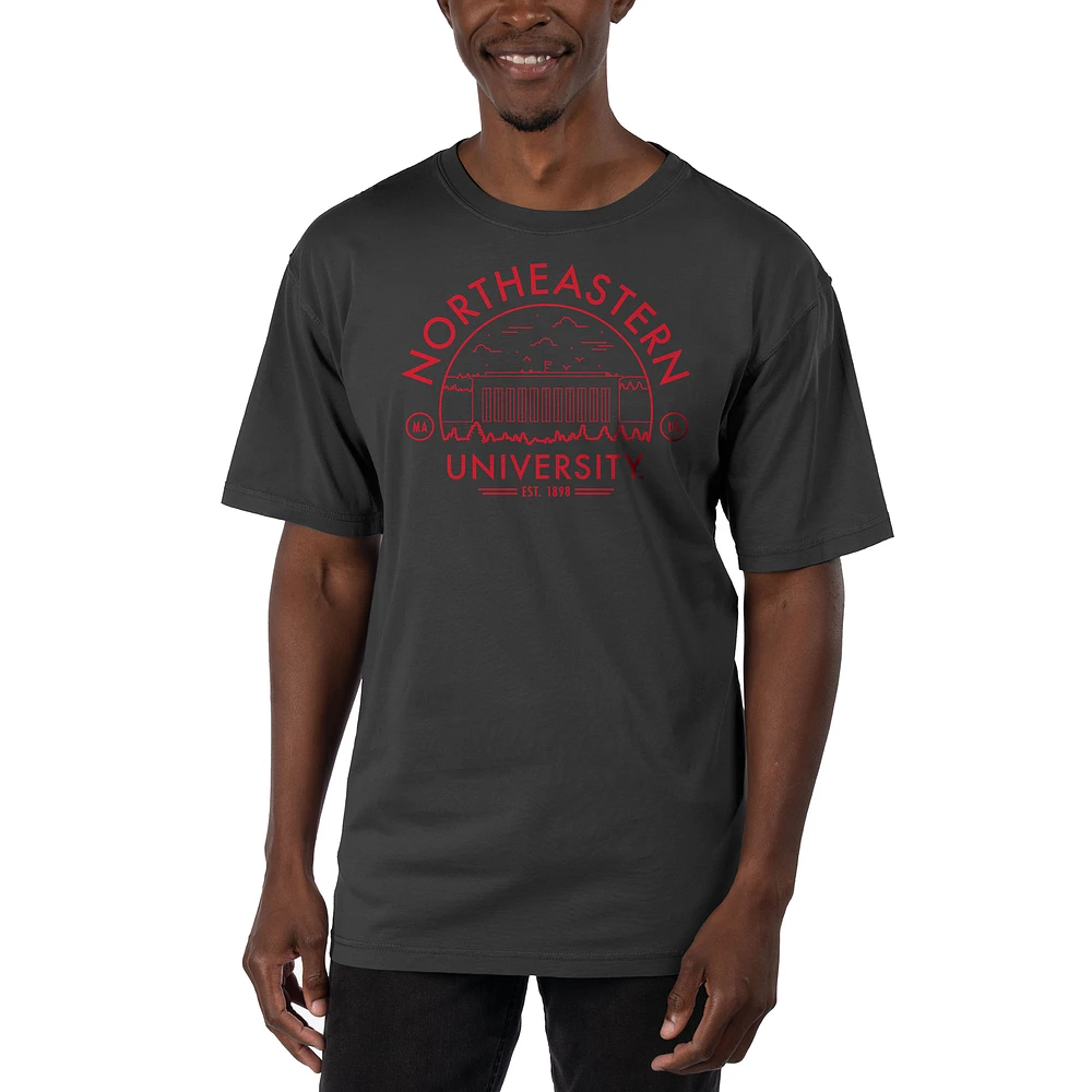 Men's Uscape Apparel Black Northeastern Huskies Garment Dyed T-Shirt
