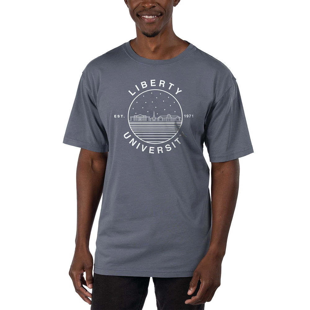 Men's Uscape Apparel Blue Liberty Flames Garment Dyed T-Shirt