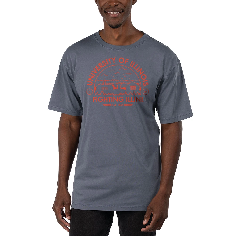 Men's Uscape Apparel Blue Illinois Fighting Illini Garment Dyed T-Shirt