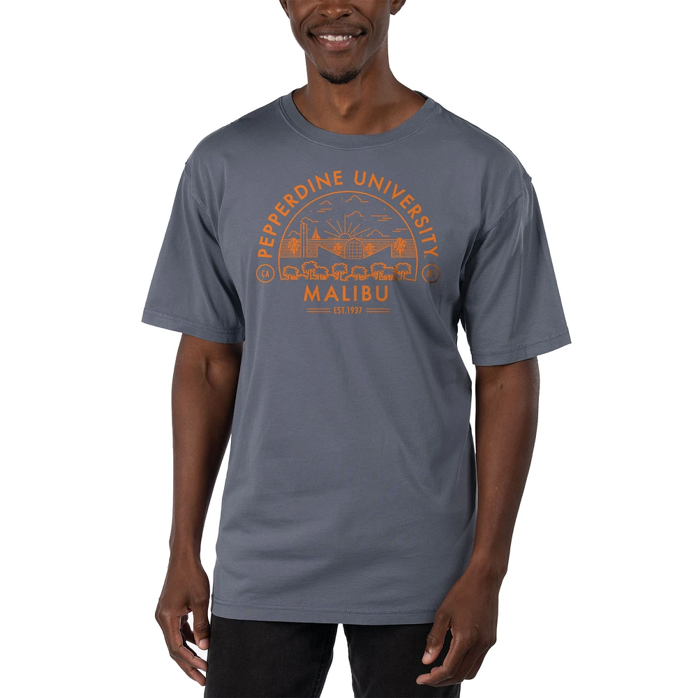 Men's Uscape Apparel Blue Pepperdine Waves Garment Dyed T-Shirt