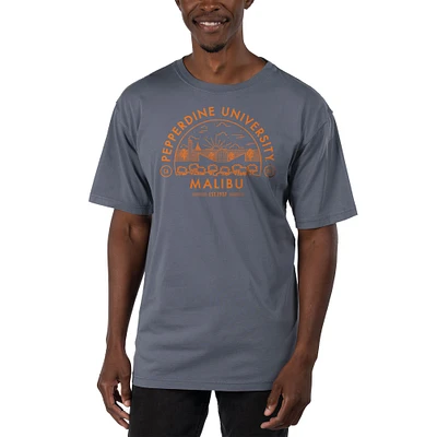 Men's Uscape Apparel Blue Pepperdine Waves Garment Dyed T-Shirt