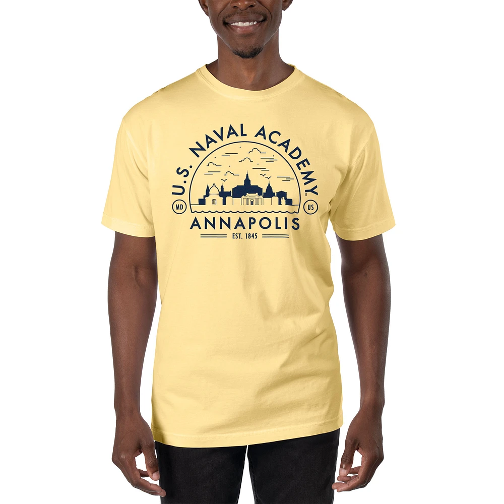 Men's Uscape Apparel Yellow Navy Midshipmen Garment Dyed T-Shirt