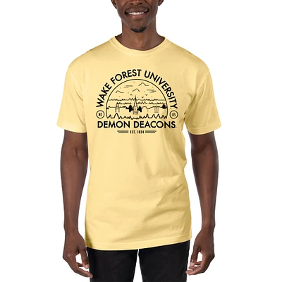 Men's Uscape Apparel Yellow Wake Forest Demon Deacons Garment Dyed T-Shirt