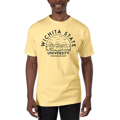 Men's Uscape Apparel Yellow Wichita State Shockers Garment Dyed T-Shirt