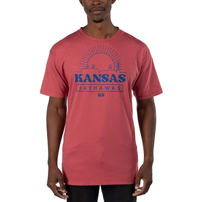 Men's Uscape Apparel Light Red Kansas Jayhawks Garment Dyed T-Shirt