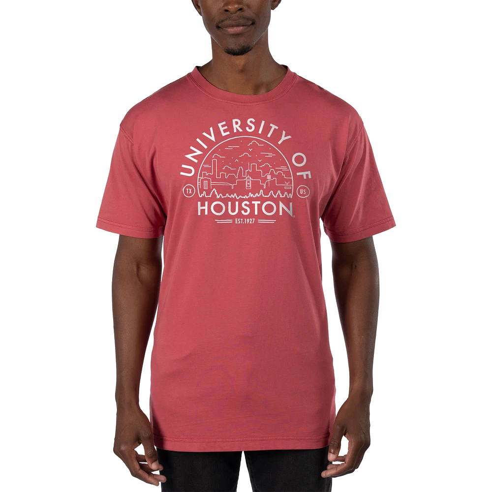 Men's Uscape Apparel Light Red Houston Cougars Garment Dyed T-Shirt
