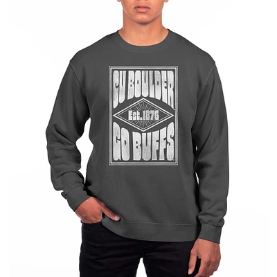 Men's Uscape Apparel Black Colorado Buffaloes Pigment Dyed Fleece Crewneck Sweatshirt