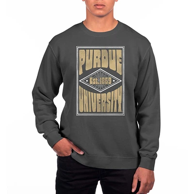Men's Uscape Apparel Black Purdue Boilermakers Pigment Dyed Fleece Crewneck Sweatshirt