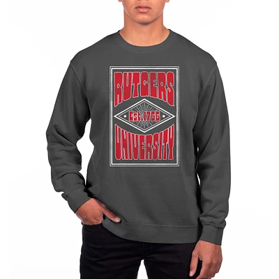 Men's Uscape Apparel Black Rutgers Scarlet Knights Pigment Dyed Fleece Crewneck Sweatshirt