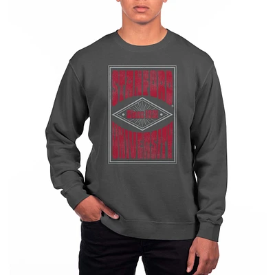 Men's Uscape Apparel Black Stanford Cardinal Pigment Dyed Fleece Crewneck Sweatshirt