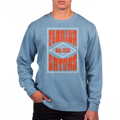 Men's Uscape Apparel Powder Blue Florida Gators Pigment Dyed Fleece Crewneck Sweatshirt