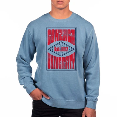 Men's Uscape Apparel Powder Blue Gonzaga Bulldogs Pigment Dyed Fleece Crewneck Sweatshirt
