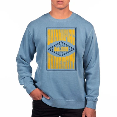 Men's Uscape Apparel Powder Blue Quinnipiac Bobcats Pigment Dyed Fleece Crewneck Sweatshirt