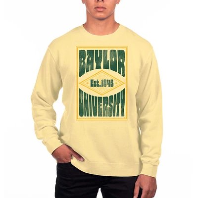 Men's Uscape Apparel Yellow Baylor Bears Pigment Dyed Fleece Crewneck Sweatshirt