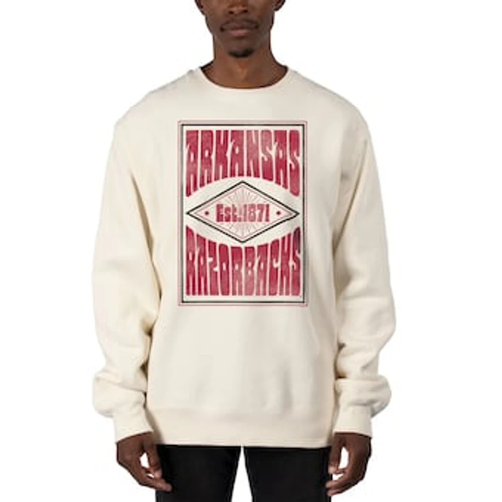 Men's Uscape Apparel Cream Arkansas Razorbacks Premium Heavyweight Pullover Sweatshirt