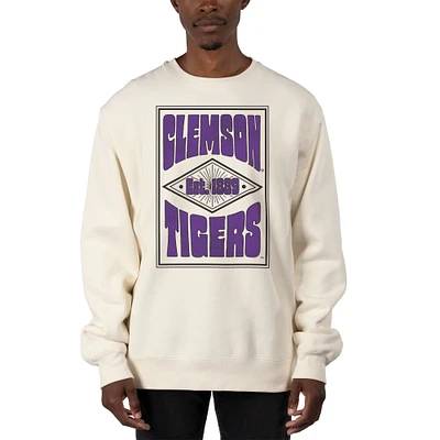 Men's Uscape Apparel Cream Clemson Tigers Premium Heavyweight Pullover Sweatshirt