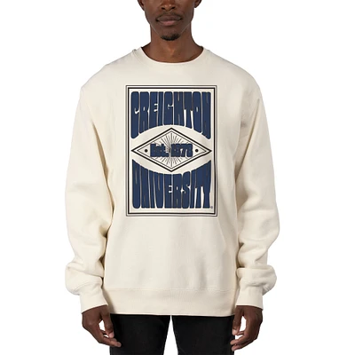 Men's Uscape Apparel Cream Creighton Bluejays Premium Heavyweight Pullover Sweatshirt