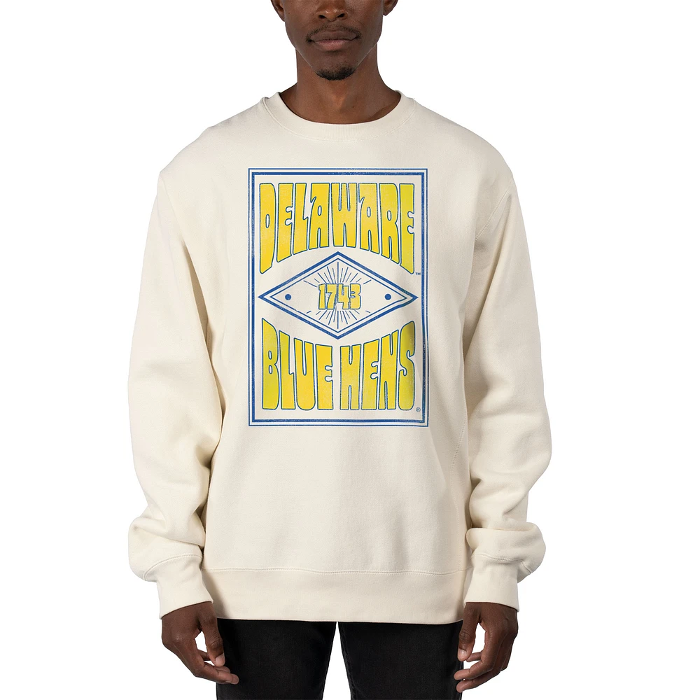 Men's Uscape Apparel Cream Delaware Fightin' Blue Hens Premium Heavyweight Pullover Sweatshirt