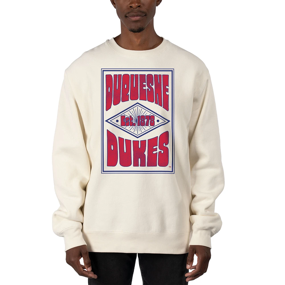 Men's Uscape Apparel Cream Duquesne Dukes Premium Heavyweight Pullover Sweatshirt