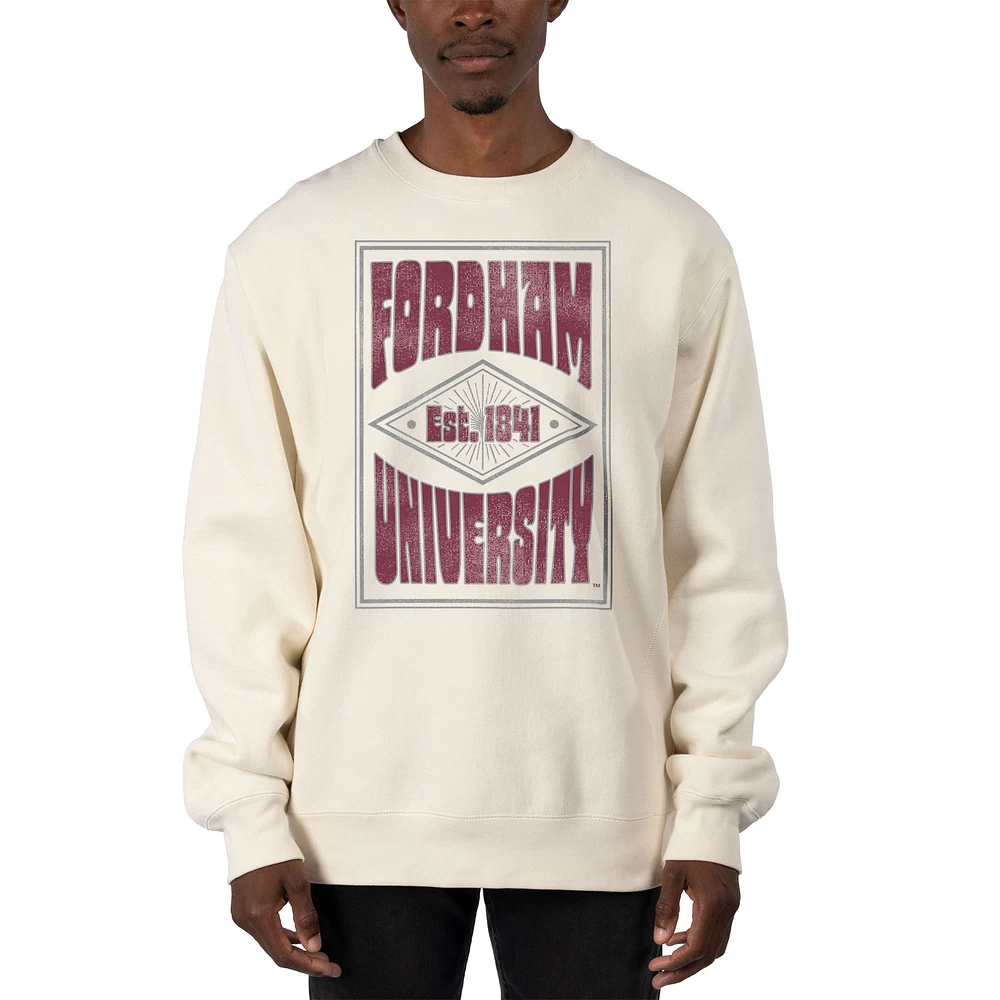 Men's Uscape Apparel Cream Fordham Rams Premium Heavyweight Pullover Sweatshirt