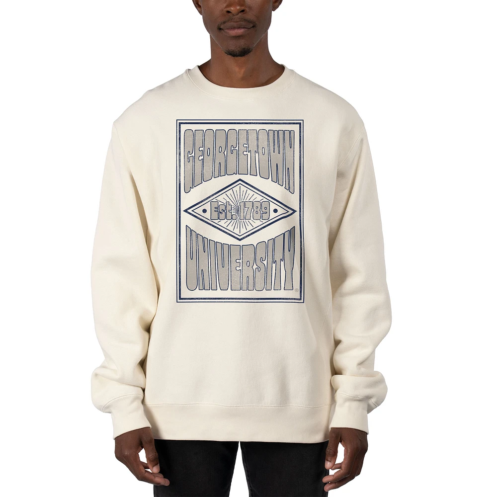 Men's Uscape Apparel Cream Georgetown Hoyas Premium Heavyweight Pullover Sweatshirt