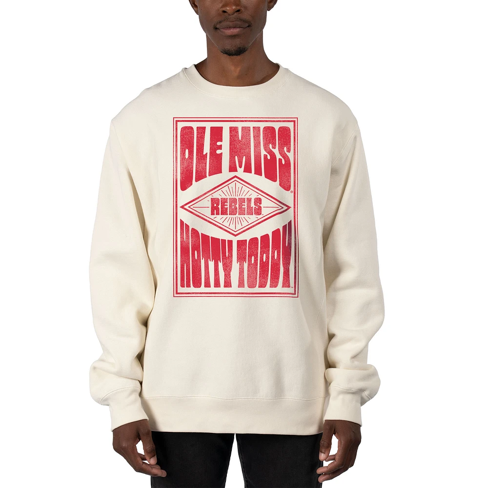 Men's Uscape Apparel Cream Ole Miss Rebels Premium Heavyweight Pullover Sweatshirt