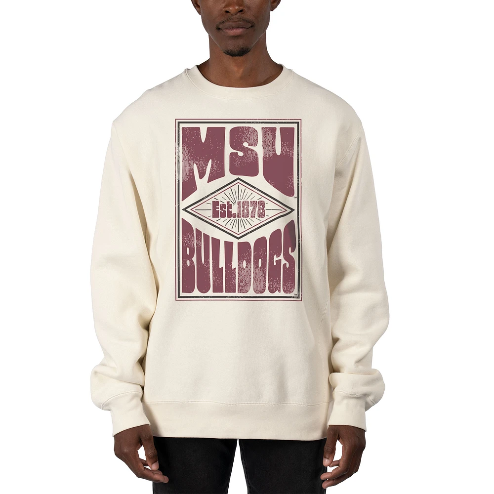 Men's Uscape Apparel Cream Mississippi State Bulldogs Premium Heavyweight Pullover Sweatshirt