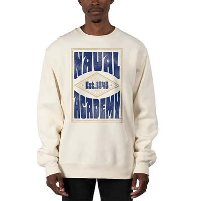 Men's Uscape Apparel Cream Navy Midshipmen Premium Heavyweight Pullover Sweatshirt