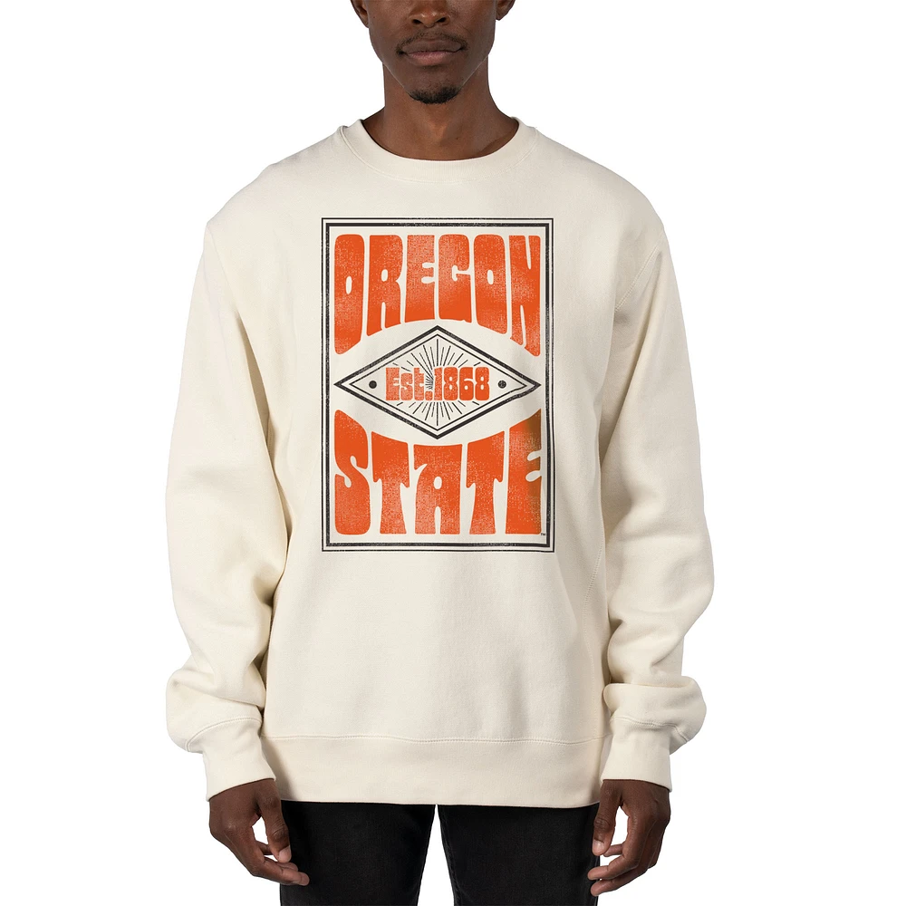 Men's Uscape Apparel Cream Oregon State Beavers Premium Heavyweight Pullover Sweatshirt