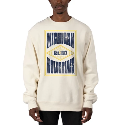 Men's Uscape Apparel Cream Michigan Wolverines Premium Heavyweight Pullover Sweatshirt