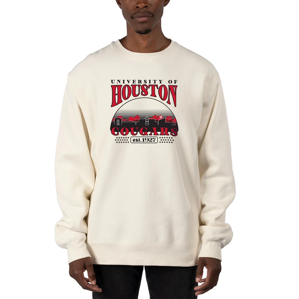 Men's Uscape Apparel Cream Houston Cougars Premium Heavyweight Pullover Sweatshirt