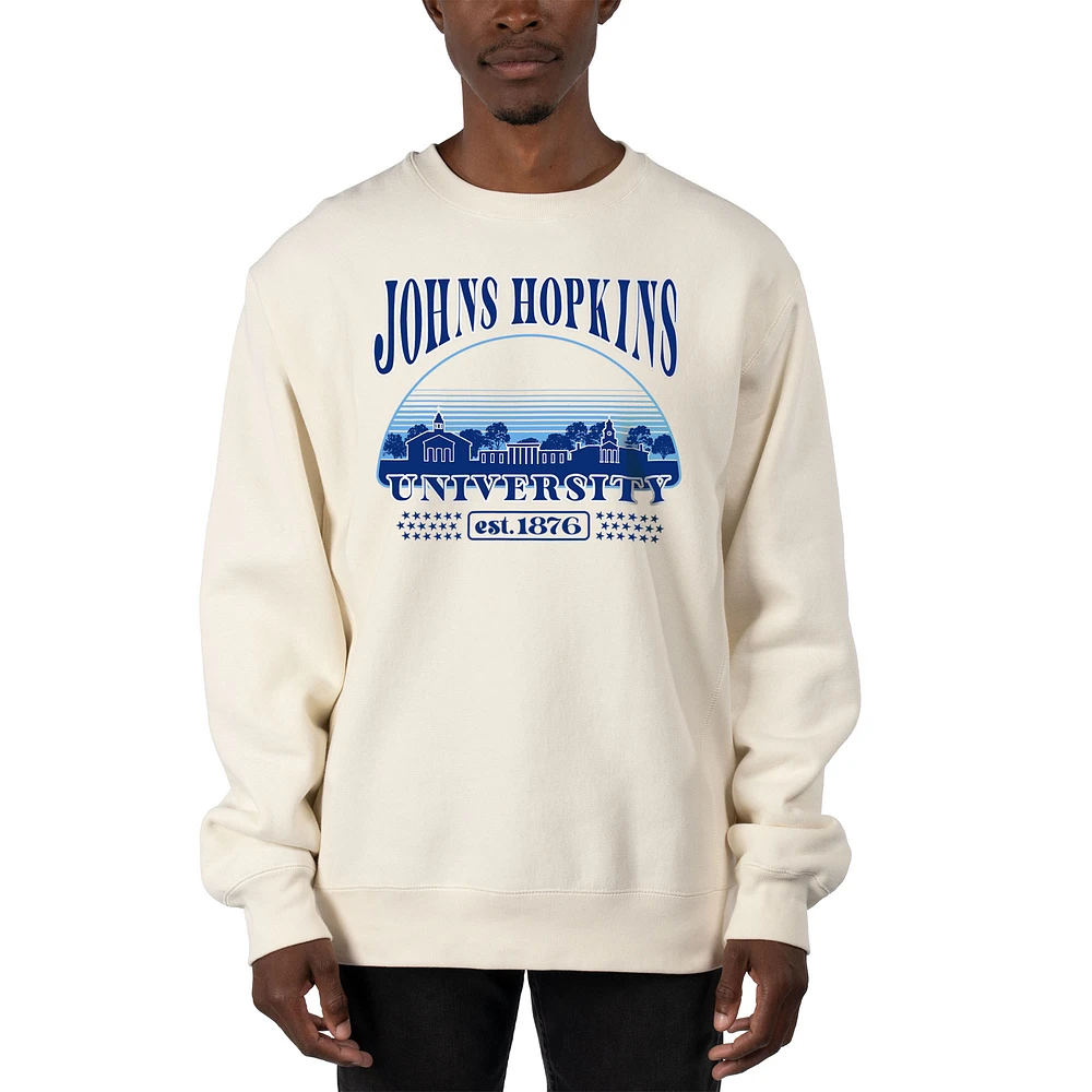 Men's Uscape Apparel Cream Johns Hopkins Blue Jays Premium Heavyweight Pullover Sweatshirt