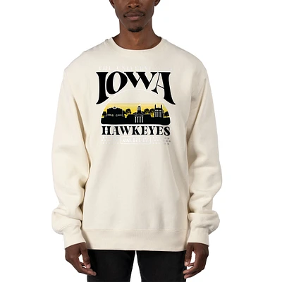 Men's Uscape Apparel Cream Iowa Hawkeyes Premium Heavyweight Pullover Sweatshirt