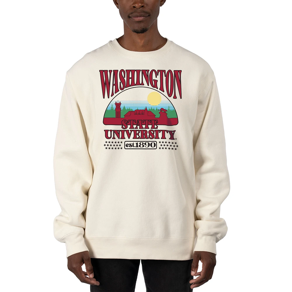 Men's Uscape Apparel Cream Washington State Cougars Premium Heavyweight Pullover Sweatshirt