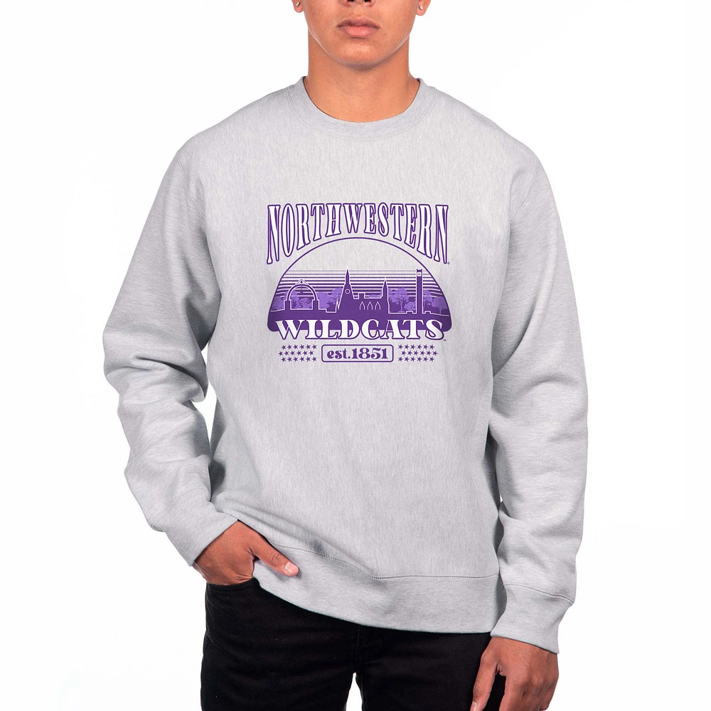 Men's Uscape Apparel Heather Gray Northwestern Wildcats Premium Heavyweight Pullover Sweatshirt