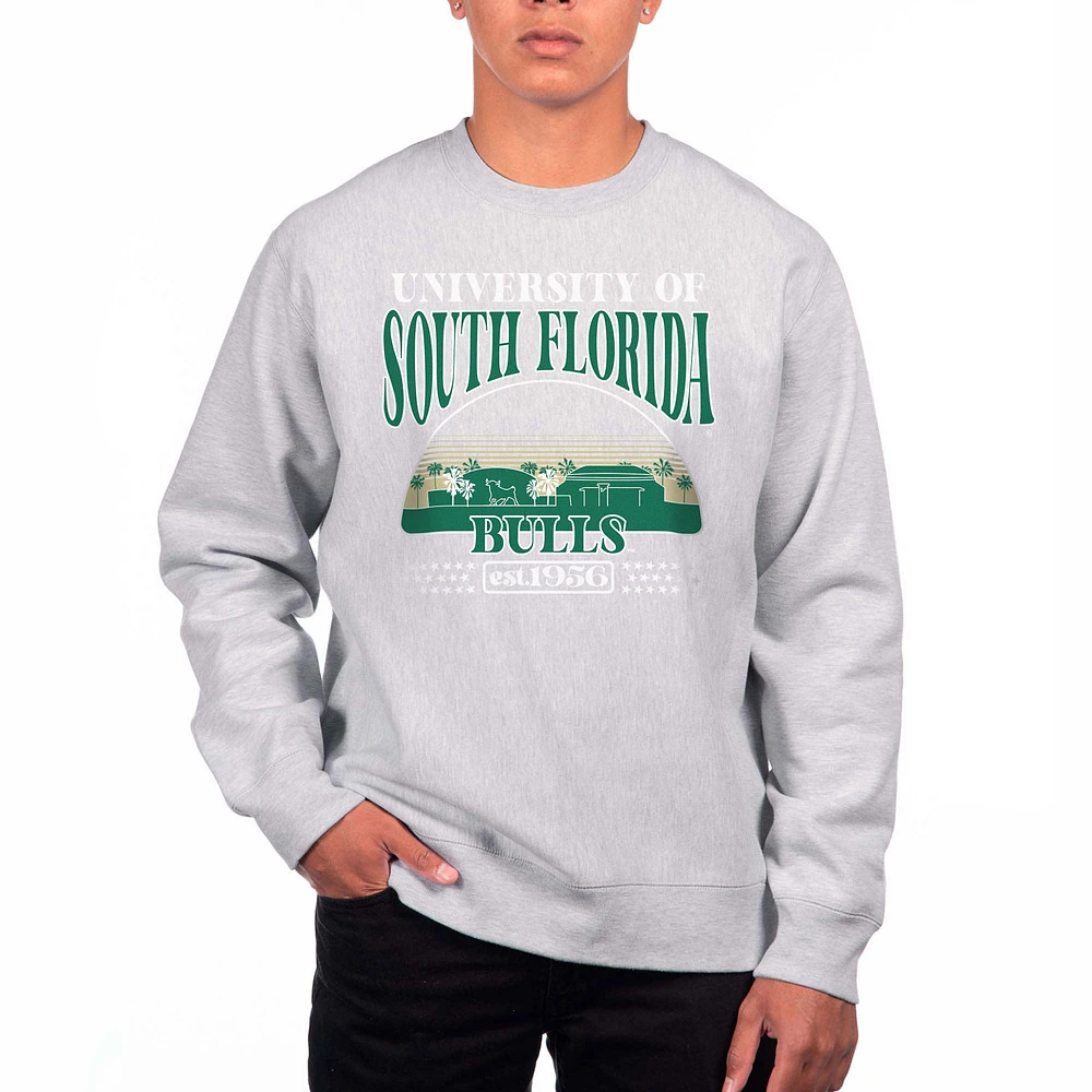 Men's Uscape Apparel Heather Gray South Florida Bulls Premium Heavyweight Pullover Sweatshirt
