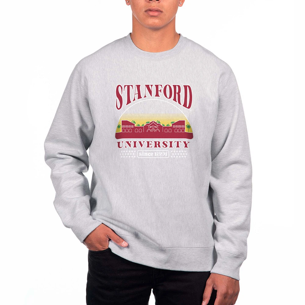 Men's Uscape Apparel Heather Gray Stanford Cardinal Premium Heavyweight Pullover Sweatshirt