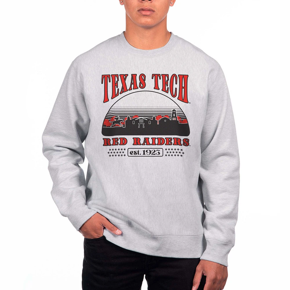 Men's Uscape Apparel Heather Gray Texas Tech Red Raiders Premium Heavyweight Pullover Sweatshirt