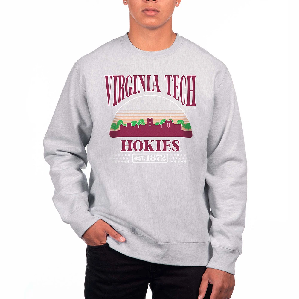 Men's Uscape Apparel Heather Gray Virginia Tech Hokies Premium Heavyweight Pullover Sweatshirt